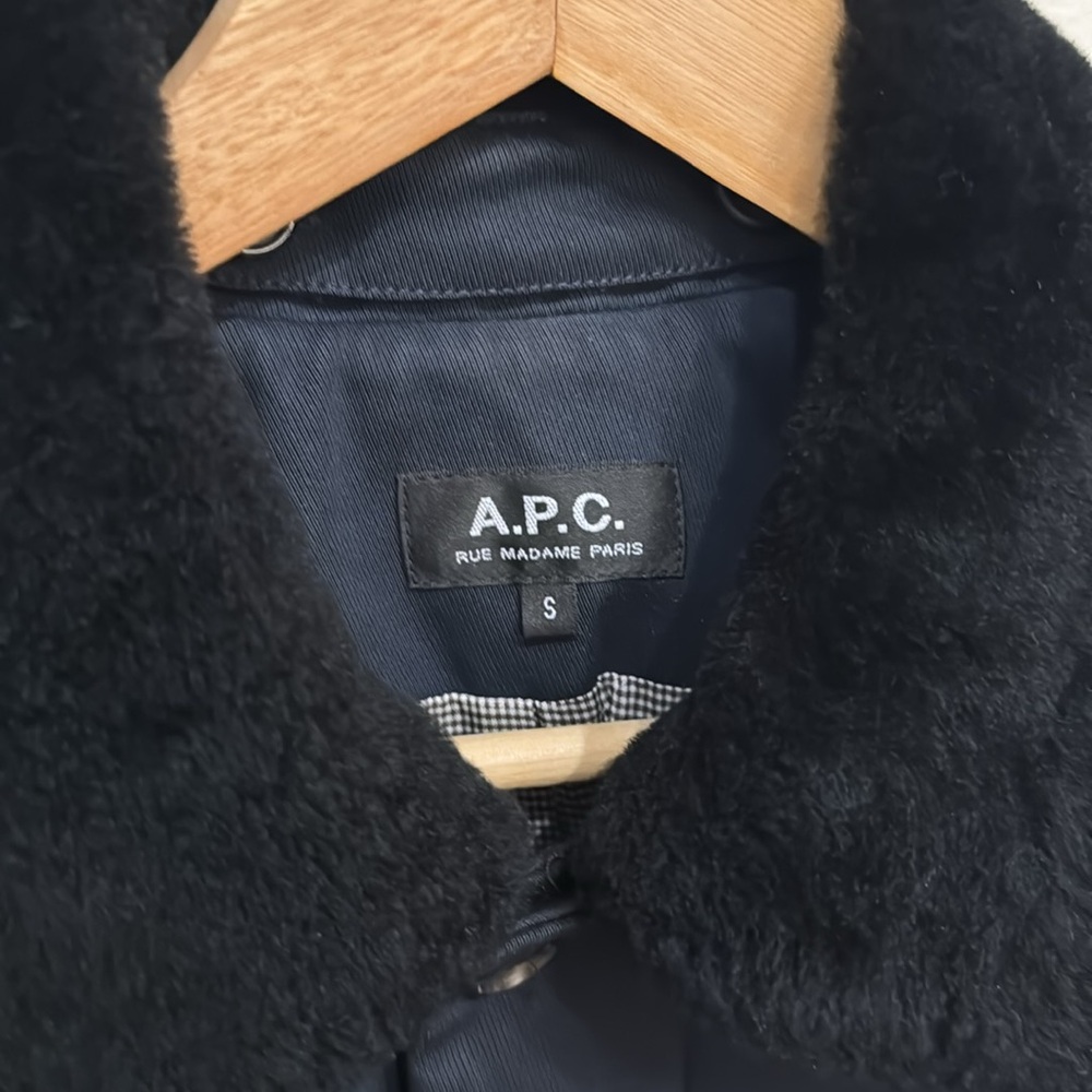 NEW A.P.C. Blouson Navy Bomber Jacket with Removable Collar, size S - Picture 7 of 10
